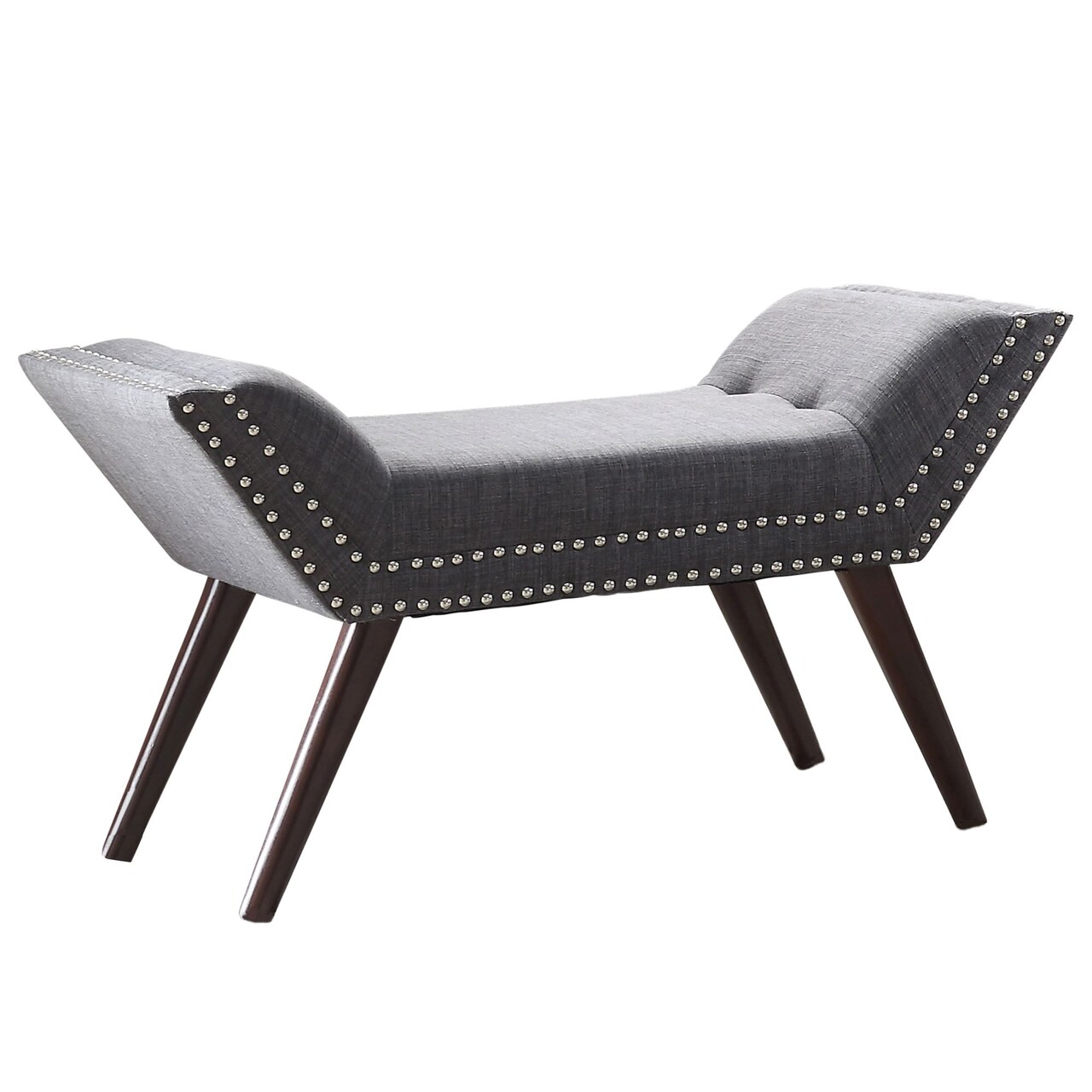 Contemporary Home Living 35" Gray and Brown Contemporary Bench with Nailhead
